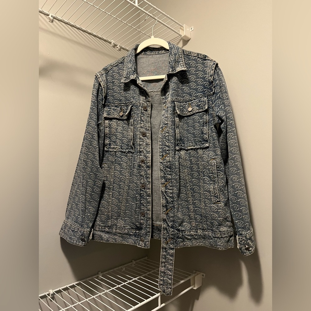 Blue Patterned Denim Jacket - Picture 3 of 7